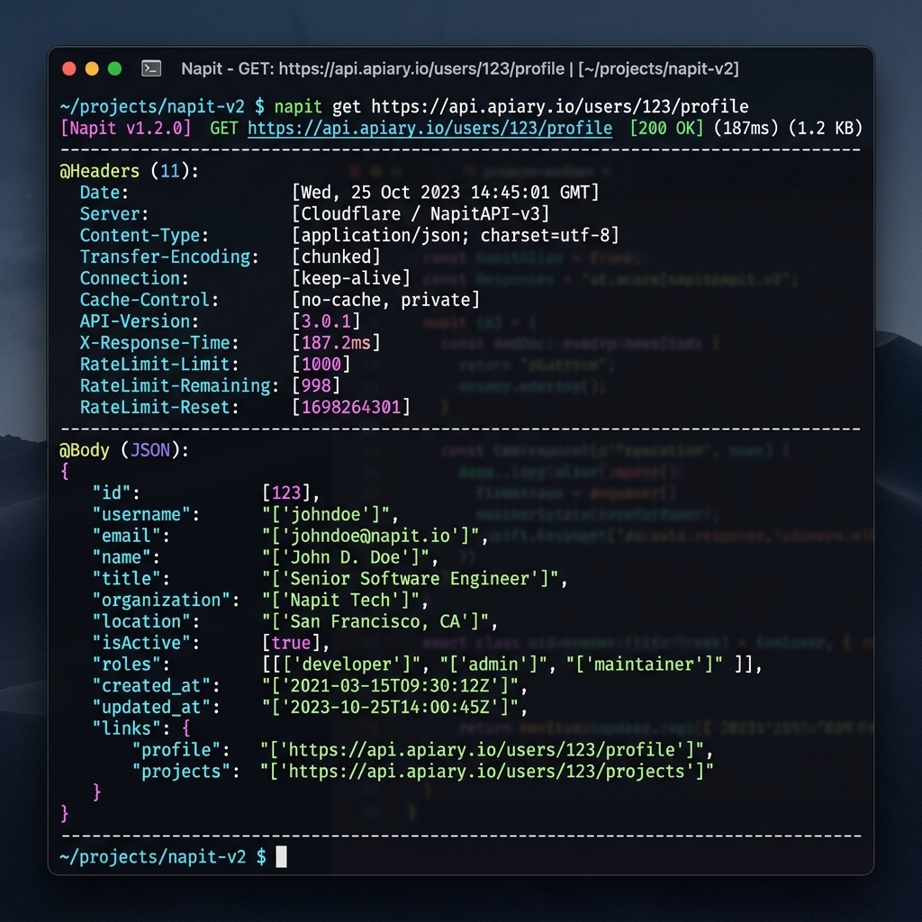 Napit executing an HTTP request in the terminal