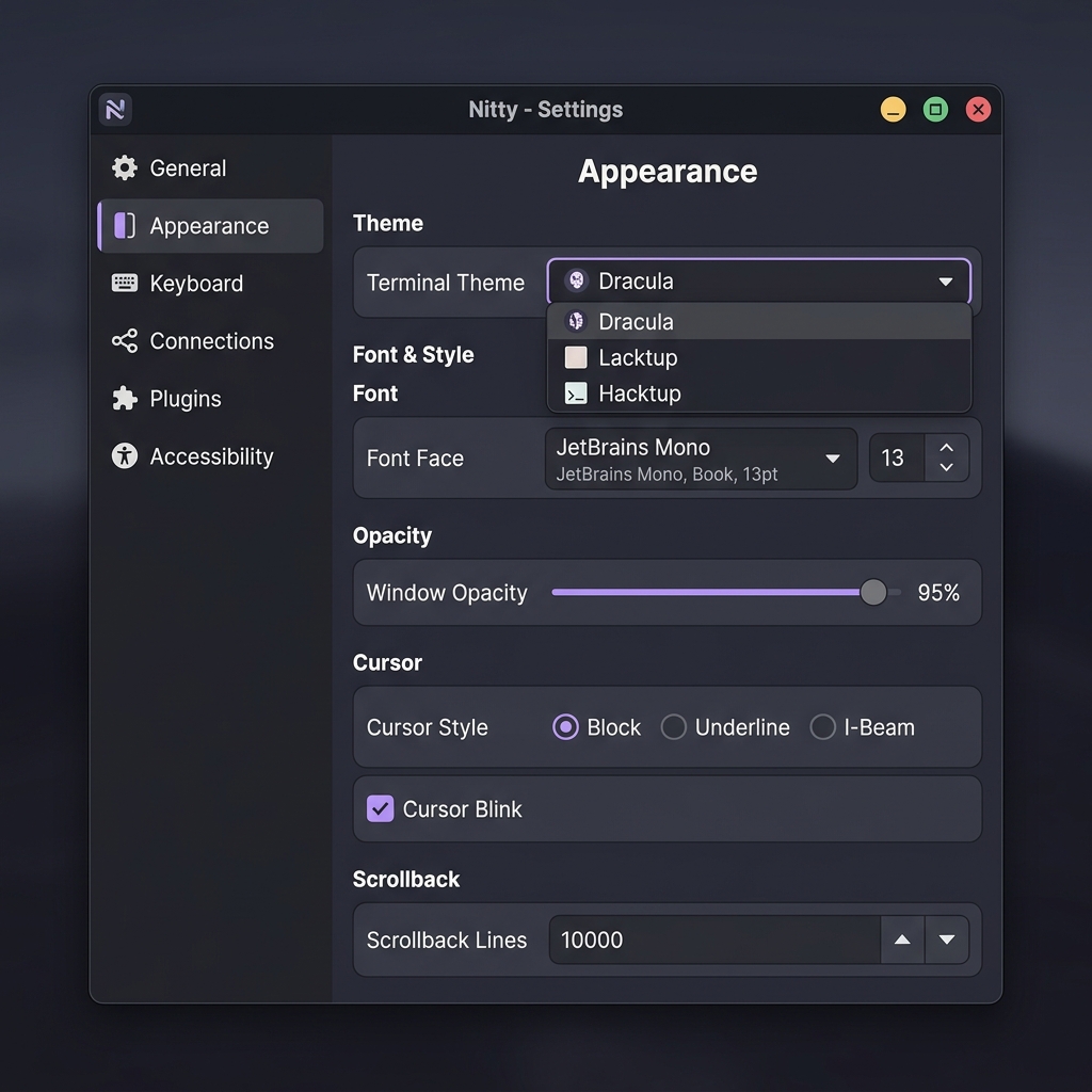 Nitty Settings Panel